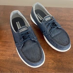 Skechers Shoes Womens GOwalk Lite Del Mar Sneakers Denim Blue Low Top